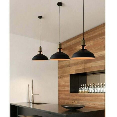 Industrial Vintage Pendant Light, LED Ceiling Lights, Retro Metal Chandelier with Lampshade, E27 Light Fixture, Black Ceiling Lighting