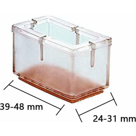 20pcs Chair Leg Protectors for Hardwood Floors, Transparent Chair Leg Covers, Silicone Chair Leg Floor Protectors, Rectangle, Applicable Diameter 39-48mm