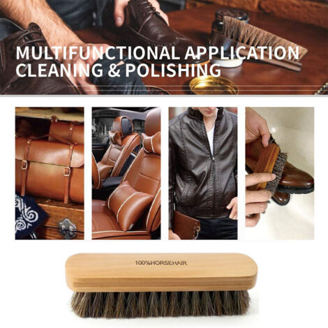 Soft leather cleaning brush made of fine horsehair for cleaning upholstery, car interior cleaner, upholstered furniture, sofa, couch, boots, C