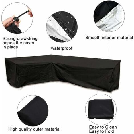 Garden Furniture Cover, L-Shaped Patio Furniture Cover, Waterproof Corner Sofa Cover, Oxford Fabric Patio Furniture Cover (215 x 215 x 87 cm).