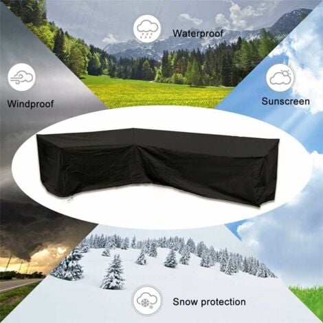 Garden Furniture Cover, L-Shaped Patio Furniture Cover, Waterproof Corner Sofa Cover, Oxford Fabric Patio Furniture Cover (215 x 215 x 87 cm).