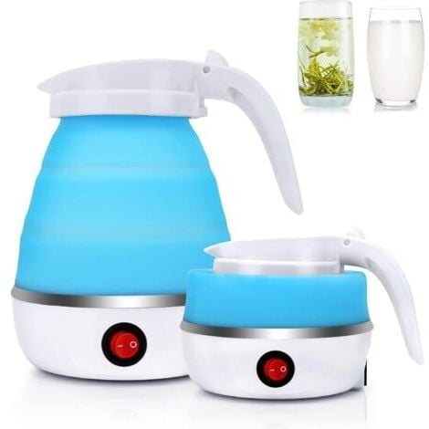 Silicone Folding Kettle, Household Travel Folding Kettle 0.6L 220V Stainless Steel Bottom Kettle Portable Mini Kettle Camping Holiday Hiking Survival