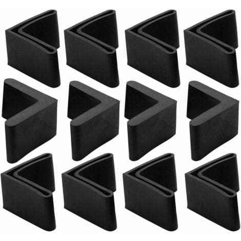12 pieces iron chair leg protection table end cap furniture chair leg caps rubber floor protection L-shape 25 x 25 mm black,