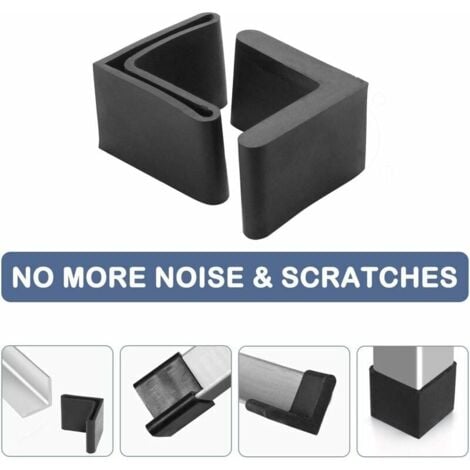 12 pieces iron chair leg protection table end cap furniture chair leg caps rubber floor protection L-shape 25 x 25 mm black,
