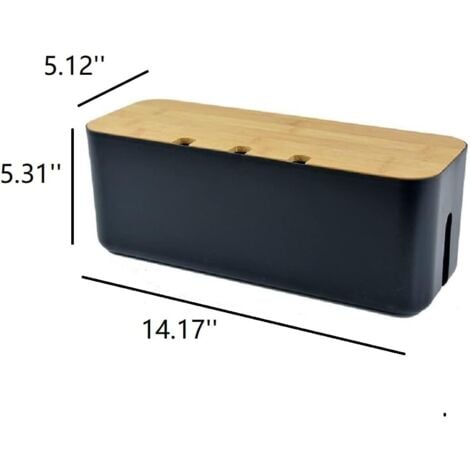 Set of 2 Cable Organizer Boxes  Hide and conceal power strips and power cords from TVs, computers and desks (black, 2 pack)