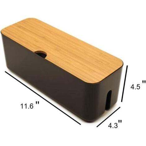 Set of 2 Cable Organizer Boxes  Hide and conceal power strips and power cords from TVs, computers and desks (black, 2 pack)