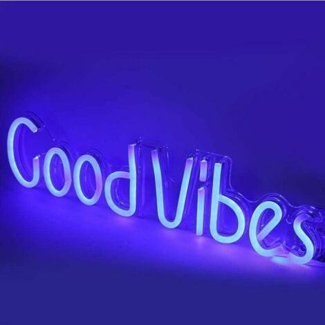 Good Vibes Exquisite Letter Shaped LED Signs Clear PVC Cute Unique Shape Neon Light for Christmas Bedroom Wall Kids Room