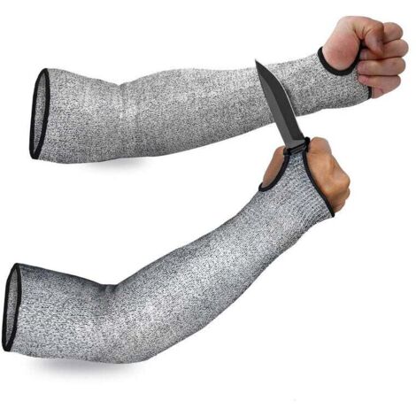 Arm protection sleeves, 45 cm, cut class 5, 2 pairs, heat-resistant sleeve protectors for men and women made of finely rubbed leather