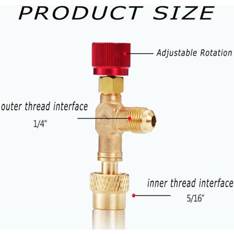 Adaptateur Valve Réfrigérant Avec Soupapes Sécurité - Raccords Rapides Pour R410A Et R22, Laiton, Pour Climatisation - 4