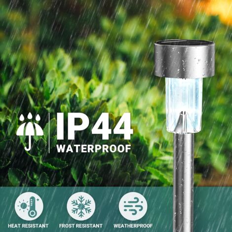 Solar Lights Outdoor, Solar Lights Outdoor Garden, Waterproof Solar Lights Outdoor for Patio, Lawn, Garden, Driveway, Paths, Stainless Steel, Pack of 12, White