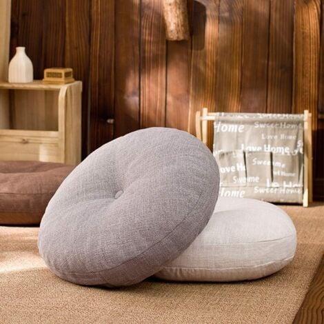 Linen Thick Chair Cushions Round Japanese Style Thick Linen