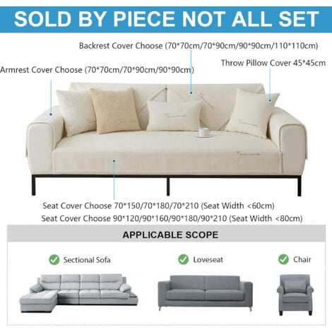 Washable Chenille Sofa Covers, New Sofa Cushion Covers, 1 2 3 Seater Non-Slip Sofa Slipcover for Sectional Couch, L Shape Sofa Cover (Milk Fleece Beige)