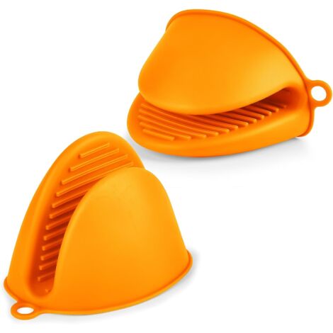 Thick Silicone Oven Mitts, 1 Pair Heat Resistant Oven Gloves, Non-Slip Kitchen Gloves, Heat Resistant Oven Gloves for Cooking, BBQ, Baking (Orange)