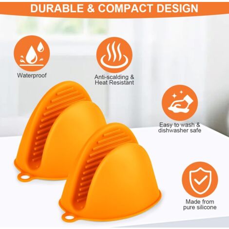 Thick Silicone Oven Mitts, 1 Pair Heat Resistant Oven Gloves, Non-Slip Kitchen Gloves, Heat Resistant Oven Gloves for Cooking, BBQ, Baking (Orange)