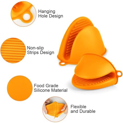 Thick Silicone Oven Mitts, 1 Pair Heat Resistant Oven Gloves, Non-Slip Kitchen Gloves, Heat Resistant Oven Gloves for Cooking, BBQ, Baking (Orange)