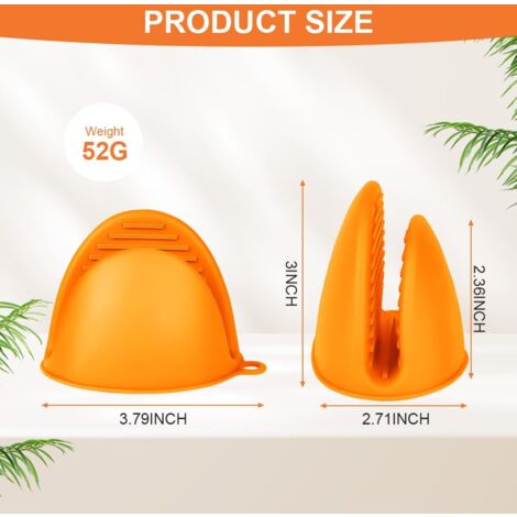 Thick Silicone Oven Mitts, 1 Pair Heat Resistant Oven Gloves, Non-Slip Kitchen Gloves, Heat Resistant Oven Gloves for Cooking, BBQ, Baking (Orange)