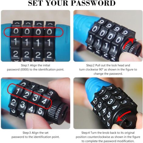 Electric Scooter Lock - 4 Digit Combination Cable Lock, 3.6ft Long 12mm Thick, Weatherproof & Portable