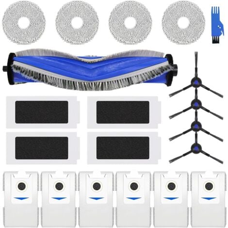 T30S Replacement Accessories Compatible with ECOVACS DEEBOT T30S / T30S PRO Robot Vacuum Cleaner, 1 Main Brush, 4 Filters, 4 Side Brushes, 4 Mops, 6 Dust Bags