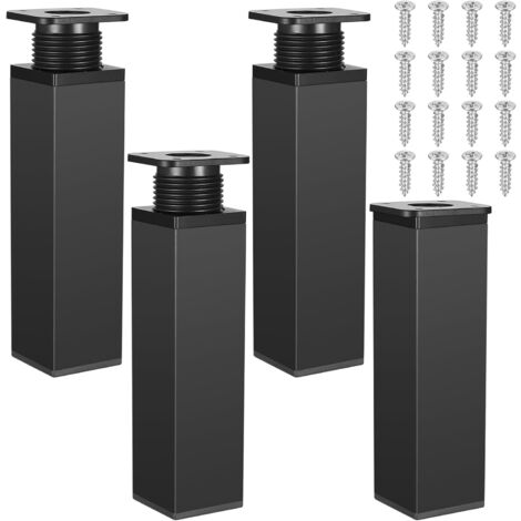 4pcs Adjustable Furniture Legs, Height Adjustable Metal Table Legs, Kitchen Cabinets, Adjustable Table Legs (15CM Black)