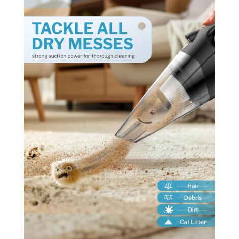 Handheld cordless vacuum cleaner, car vacuum cleaner, high power, equipped with fast charging technology, portable rechargeable mini vacuum cleaner with large capacity battery, orange