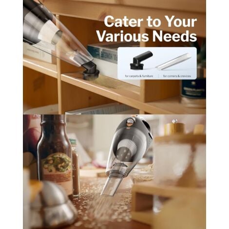 Handheld cordless vacuum cleaner, car vacuum cleaner, high power, equipped with fast charging technology, portable rechargeable mini vacuum cleaner with large capacity battery, orange