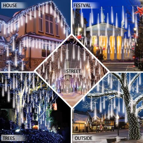 LED String Lights, 540LED 7.5M Meteor Shower Rain Lights Outdoor and Indoor String Lights, 50cm 10Tube Christmas Garland Decoration for Indoor Christmas Trees Balcony Party Wedding