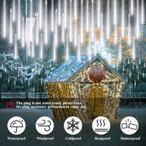 LED String Lights, 540LED 7.5M Meteor Shower Rain Lights Outdoor and Indoor String Lights, 50cm 10Tube Christmas Garland Decoration for Indoor Christmas Trees Balcony Party Wedding