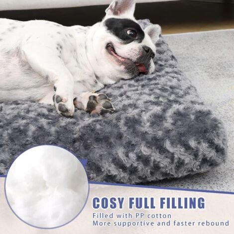 Small Dog Bed Washable, Calming Dog Bed, Dog Crate Mattress with Non skid Bottom, Fluffy Anti Anxiety Dog Beds, Pet Beds Pillow Cushion for Dog, Dark Grey, 60x45x7cm
