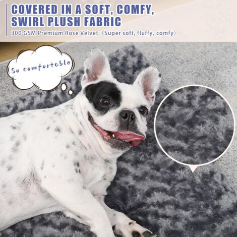 Small Dog Bed Washable, Calming Dog Bed, Dog Crate Mattress with Non skid Bottom, Fluffy Anti Anxiety Dog Beds, Pet Beds Pillow Cushion for Dog, Dark Grey, 60x45x7cm