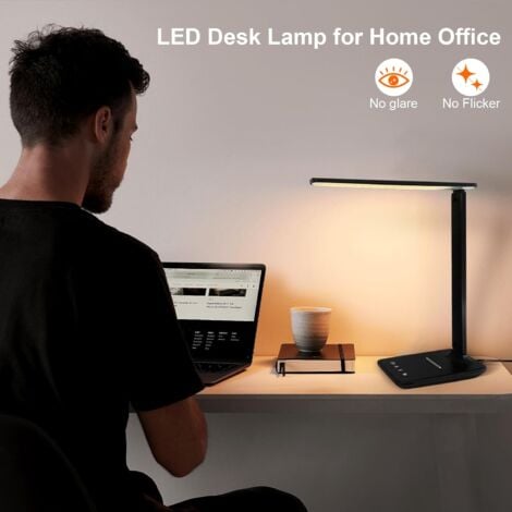 Desk Lamp Dimmable Led Table Lamp Reading Light with USB Charging Port, 5 Lighting Modes, Touch Control Desk Light, Foldable Nail Lamp for Studying Working Reading Office Bedside
