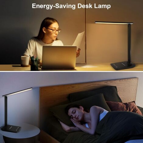 Desk Lamp Dimmable Led Table Lamp Reading Light with USB Charging Port, 5 Lighting Modes, Touch Control Desk Light, Foldable Nail Lamp for Studying Working Reading Office Bedside