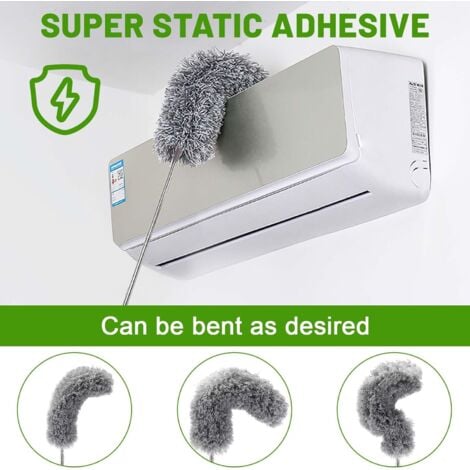 Pieces Telescopic Feather Duster, Wolf Head Length 25-252cm, Washable Microfiber Feather Duster, Spider Web Broom, Different Telescopic Duster for Ceilings, Furniture, Blinds