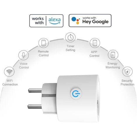 16A WiFi Smart Plug Power Consumption Measurement, Smart Plug Compatible with Alexa/Google Home, APP Control, Schedules and Timer