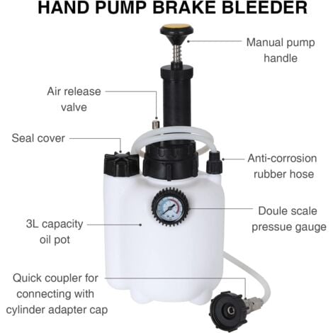 3L Car Brake Bleeder, Brake Fluid Changer with 1L Brake Bleeder Bottle and E20 Standard Adapter, Brake Bleeder Set Available for Most Models in Eur