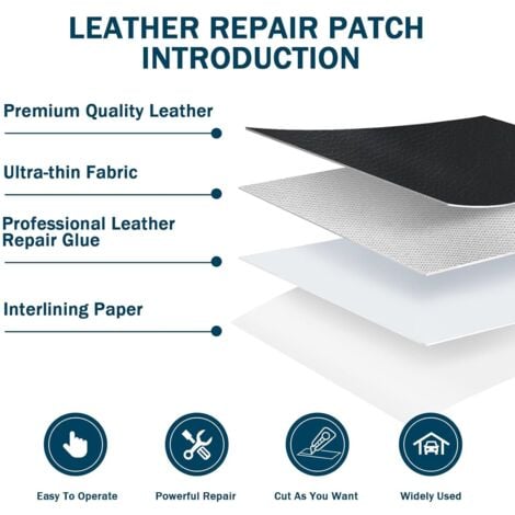 Faux Leather Sticker, Adhesive Leather Sofa Repair for Repair and Renovation, Self-adhesive Leather Patch Leather Renovation for Car Seat, Boots, Handbag, Soft Bags-Black, 50x100cm