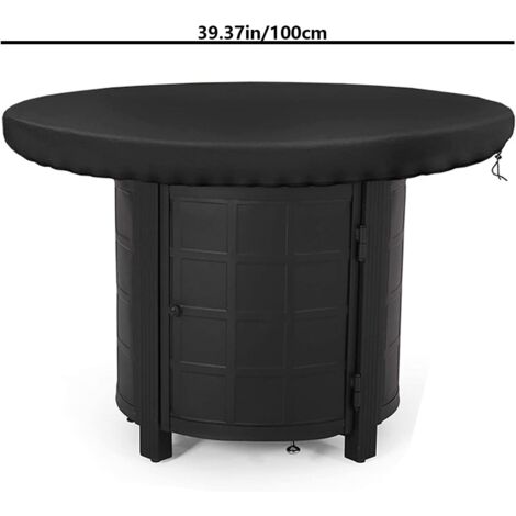 Round Fire Pit Cover, 100 cm Protective Cover for Fire Plate, Waterproof and Dust-Proof, Oxford Fabric 420D UV Resistance Barbecue Cover (Black)