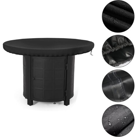 Round Fire Pit Cover, 100 cm Protective Cover for Fire Plate, Waterproof and Dust-Proof, Oxford Fabric 420D UV Resistance Barbecue Cover (Black)