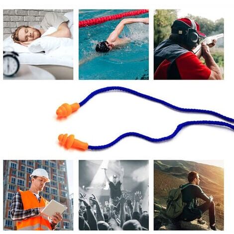 Earplugs for Sleeping, 20 Pairs Anti-Noise Earplugs 3m Waterproof Reusable Earplugs for Sleeping 1.42.8CM Line Length 65CM