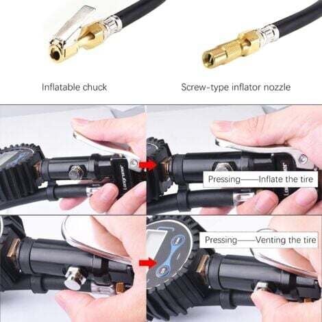 Digital Tire Pressure Gauge, 200 PSI, Inflator Gun and Compressor with LCD Display for Car, Truck, Motorcycle and Bicycle