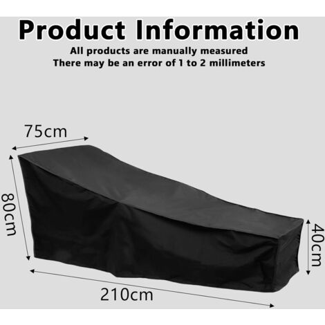 Garden Sun Lounger Cover Waterproof Windproof Dustproof Anti-UV 210x75x80/40cm 210D Oxford Fabric Sun Lounger Cover