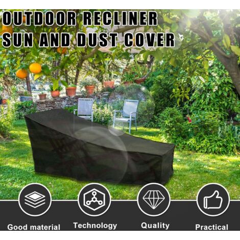 Garden Sun Lounger Cover Waterproof Windproof Dustproof Anti-UV 210x75x80/40cm 210D Oxford Fabric Sun Lounger Cover