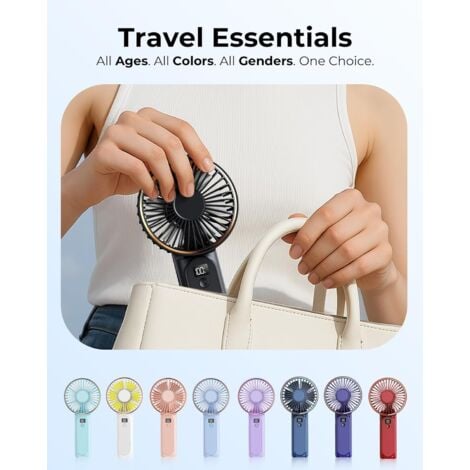 Portable Handheld Fan, 180° Foldable Mini Fan, 6 Speeds, LCD Display, Ultra Quiet, 3600mAh, Size