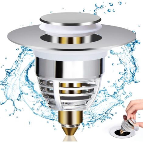 2x Waschbecken Ablaufgitter Mit Haarfilter | Pop-Up Mechanismus Mit Kupferkern Für Alle Standardbecken