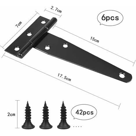 8 Stück T-Scharniere 8 Zoll - NUZAMAS Schmiedeeisen Schwarz