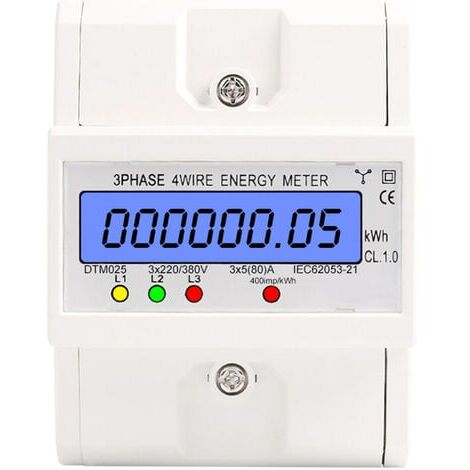 Sileduove Dreiphasen Stromzähler KWS-306 - Digitaler Energiezähler Mit LCD Display Für Schienenmontage