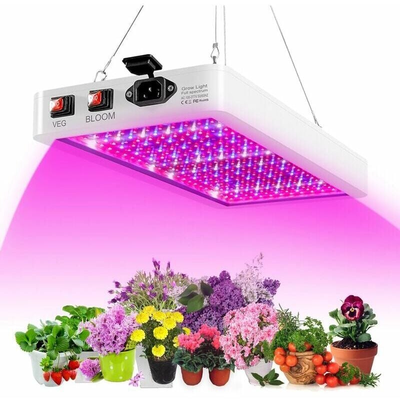 GABRIELLE 400W LED Grow Light for Indoor Plants 312 LEDs Full Spectrum Veg and Bloom Dual Switch IP65 Waterproof Hanging Plant Grow Lights for Seedlings Flower Greenhouse