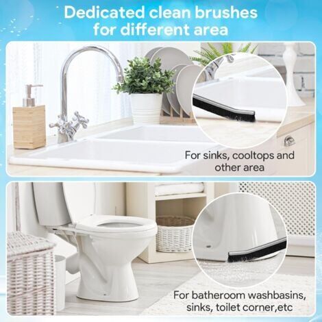 GABRIELLE 3 Pack Window Groove Cleaning Brush with Bristles, Grout Cleaning Brush for Door, Window, Kitchen, Rail, Tile Sealing Brush