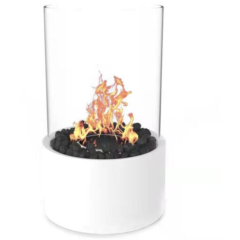 GABRIELLE Bioethanol Table Fireplace, Heating Fireplaces, Portable Heater for Indoor and Outdoor Use, Gift Idea for Home and Garden (White)