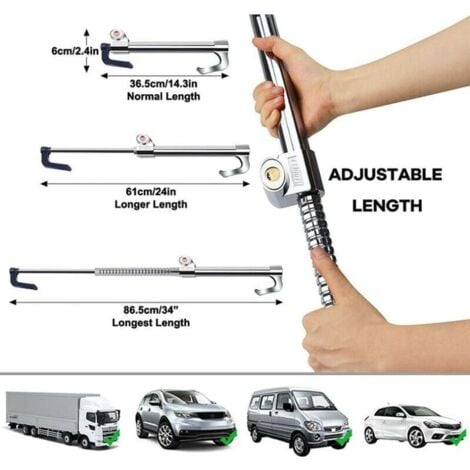 GABRIELLE Steering Wheel Lock, Car Anti-Theft Bar, Car Steering Wheel Lock, Stainless Steel, with 3 Keys (Gray)