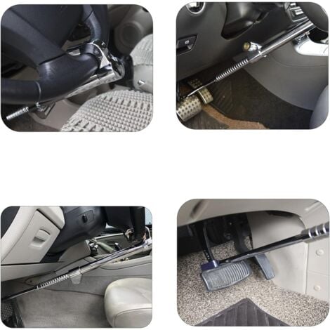 GABRIELLE Steering Wheel Lock, Car Anti-Theft Bar, Car Steering Wheel Lock, Stainless Steel, with 3 Keys (Gray)